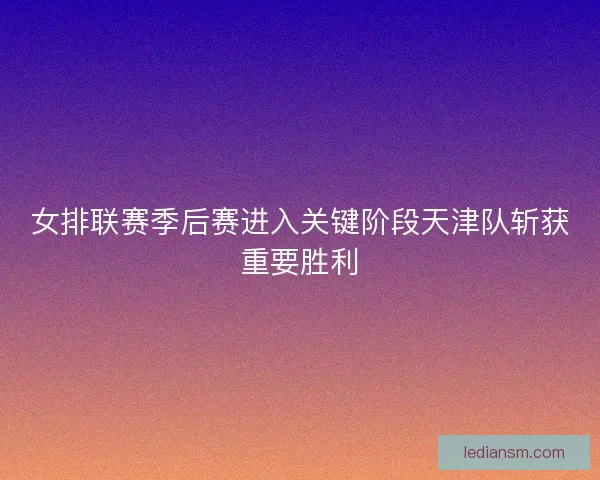 女排联赛季后赛进入关键阶段天津队斩获重要胜利
